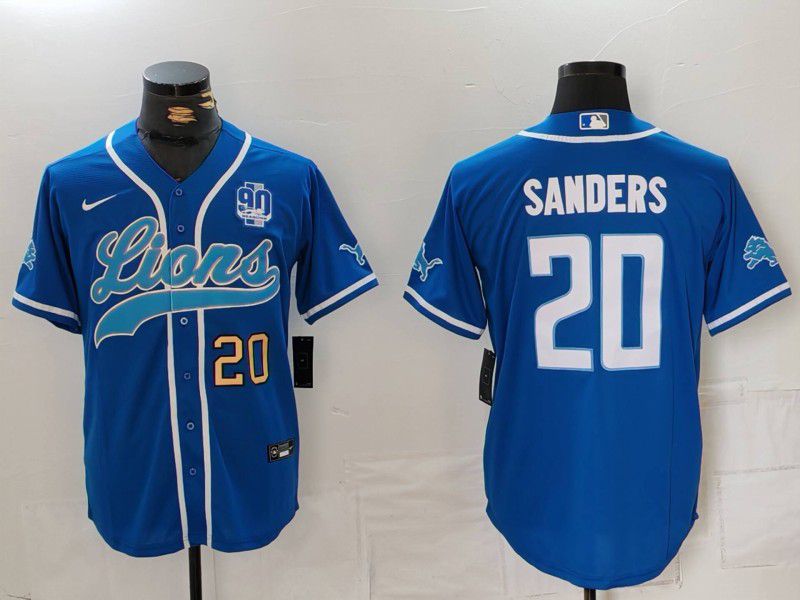 Men Detroit Lions #20 Sanders Blue Second generation joint name 2024 Nike Limited NFL Jersey style 3->detroit lions->NFL Jersey
